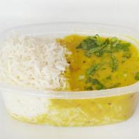 Rice and Lentils · Basmati rice with yellow dal.