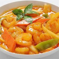 Red Curry · Spicy. Red curry paste, bamboo shoots, carrot, bell pepper and onion with coconut milk, choi...