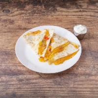 3 Cheese Grilled Quesadilla · 4 slices served with sautéed peppers and onions.