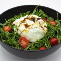 Burrata Salad · Served with arugula and cherry tomatoes.