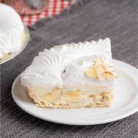 Banana Creme (Slice) · Fresh hand cut bananas in cream inside flakey pie crust. Topped with whipped topping.