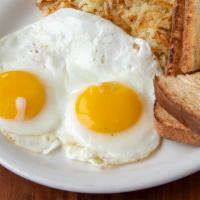 Two Eggs Breakfast Combo · Served with your choice of homefries, hash browns or fruit and toast, biscuit, muffin.