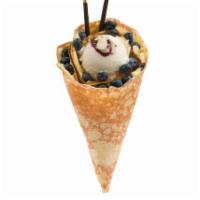 6. Cheesecake Delight Crepe · Blueberry, Almond, Blueberry Jam, Whipped Yogurt, Custard Cream, Cream Cheese, Pocky Sticks,...