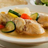 Caldo de Pollo (Chicken Soup) · Chicken soup. Served with tortillas.
