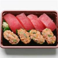 Ahi Lover · 4 pieces of ahi nigiri and 4 pieces of spicy nigiri. Made with ahi, green onion, tobiko, and...