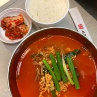Spicy Beef Soup · Yuk-gye-Jang. Spicy beef soup with pulled brisket. Add glass noodles as you prefer. Served w...