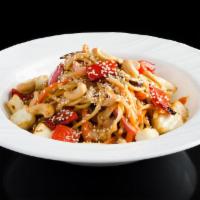 Stir Fried Chinese Dream · Vegetables stir-fried with halumi cheese and noodles, seasoned with house sauce and topped w...