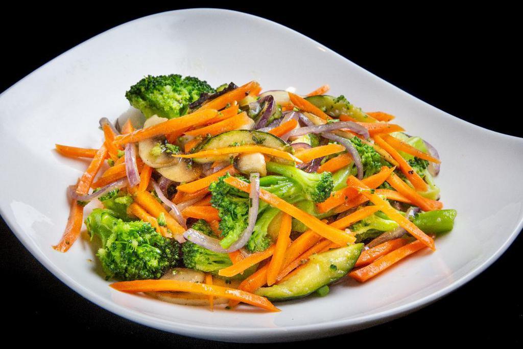 Veggie Heaven · Stir fried carrots, broccoli, zucchini, mushroom and onion.