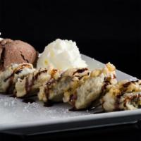 Fried Oreos · 5 batter
 fried Oreos. Served with a scoop of ice cream and whipped cream.