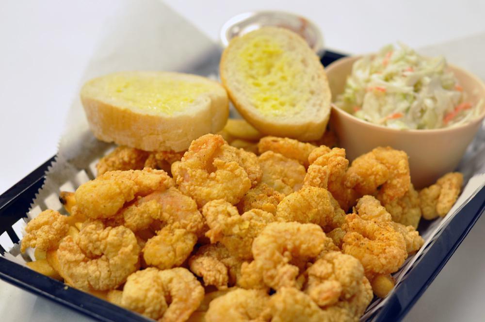 Shrimp Platter · Served with fries, buttered bread, hush puppies and salad.