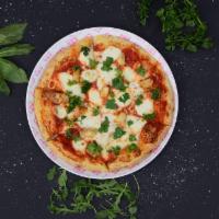 No. 81 Pizza · Gorgonzola, roasted garlic, fresh mozzarella, parsley, tomato sauce.