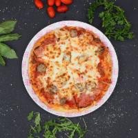 Eckingtons Pizza · Pepperoni, ham, Italian sausage, caramelized onion, mozzarella and tomato sauce.