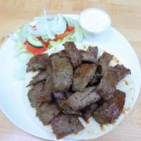 Gyros Sandwich · Lamb and beef broiled on a rotisserie served in a pita beard.