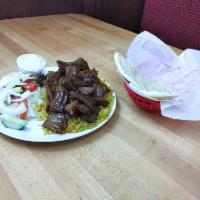 Saltus sweet&spicy Gyro plate  · Thin slices of roasted meat.