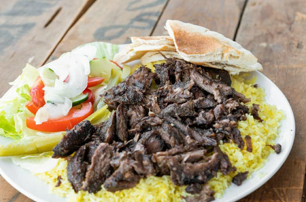 Beef Shawarma plate  · Thinly sliced roasted meat.
