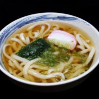 Tempura Udon · Flour noodles with shrimp and vegetable tempura.