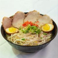 2. Chashu Ramen · Miso soup base, normal wavy noodle, Chashu pork, bean sprouts, flavored egg, pickled ginger,...