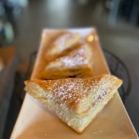 Blackberry & Cream cheese turnover · Puff pastry filled with blackberry jam and cream cheese.
Our best seller!