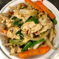 Ginger (Pad Khing)  · Ginger. Sauteed with fresh ginger, garlic, scallion, onion, mushroom, carrot. Served with st...