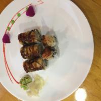 Eel Dragon Roll · Shrimp tempura with eel top served with eel sauce