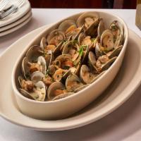 Zuppa Di Clams · Fresh Little Neck Clams Cooked in a Red or White Broth w/ Garlic, White Wine & Herbs (Gluten...