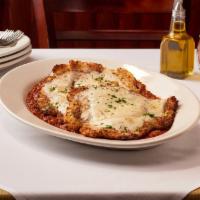 Veal Parmigiana · Breaded Thin Pounded Veal - Pan-Fried to a Crispy Golden Brown Topped w/ Melted Mozzarella -...