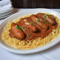Pasta With Sausage · Sweet Italian Pork Sausage Links -  Slow-Cooked in our Marinara Sauce