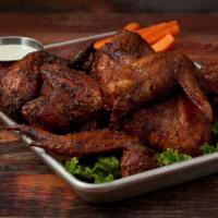 Smoked BBQ Chicken Wings (6pc) · Virgil’s Famous Smoked Whole Chicken Wings - Ranch Dressing Server On The Side


