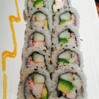 California Roll · Cooked. Inside out. Kani, cucumber, avocado, inside out sesame seed.