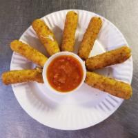 Mozzarella Sticks · Mozzarella cheese that has been coated and fried. Side of house marinara.