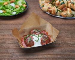 Meatballs with Ricotta · Hearty beef meatballs topped with Flippin' Pizza sauce and fresh ricotta. Oven-baked and spr...
