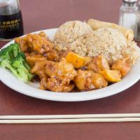 L10. Orange Chicken Combo · Hot and spicy.