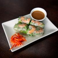 A3. Goi Cuon with Tofu · Fresh salad rolls. 2 pieces of rolls. Rice paper rolls with rice vermicelli, bean sprouts, d...