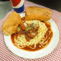 Spaghetti with Meatballs · Spaghetti with Fresh Marinara Sauce and Meatballs. Served with 6