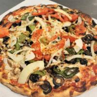 Veggie Pizza · Mushrooms, Green Peppers, Fresh Tomatoes, Onions and Black Olives
