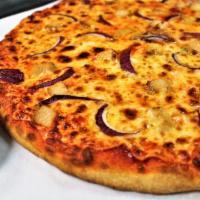 Buffalo Chicken Pizza · Buffalo Wings Sauce, Grilled Chicken Breast, Mozzarella Cheese,  and Red Onions. Spicy.