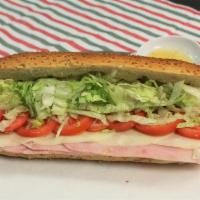 Ham Cold Sandwich · Sliced Ham, Lettuce, Fresh Tomato, Italian Dressing and Mayonnaise. Served on 10