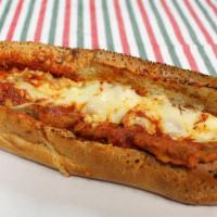 Eggplant Parmigiana Hot Sandwich · Breaded Eggplant Topped with Fresh Marinara Sauce and Mozzarella Cheese. Served on 10
