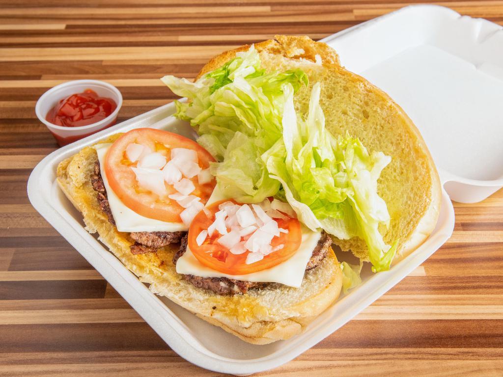 Cheeseburger Sub · Lettuce, tomato and onions.