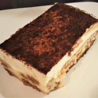 Tiramisu · A popular coffee-flavored Italian dessert made with vanilla Lady Fingers (light sponge biscu...