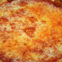 Traditional Angelino's Pizza · Garlic crust, topped with our house-made red sauce and signature blended cheeses.
