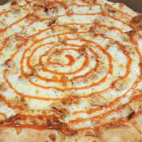 Buffalo Chicken Pizza · Blue cheese dressing, mozzarella cheese, grilled chicken breast drizzled with our house Buff...