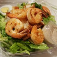 Traditional Caesar Salad with Grilled Shrimp · Romaine lettuce with house-made croutons, seasoned/grilled shrimp, fresh grated pecorino che...
