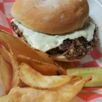 Cheeseburger ·  8 oz Angus burger, (fresh/not frozen) with your choice of melted cheese served on a kaiser ...