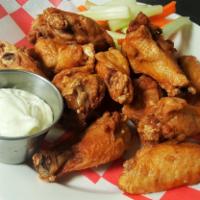 12 Buffalo Wings · Choice of sauce, served with celery, carrots and blue cheese or ranch dressing. 