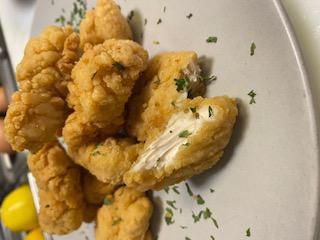 Biscuit Breaded Popcorn Chicken · This delicious all white meat chicken is the perfect snack.  Please include dipping sauce if wanted in the notes 