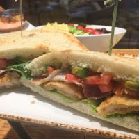 Chicken Chipotle Sandwich · Fried chicken, bacon, lettuce and tomatoes & avocado with a chipotle mayo spread.