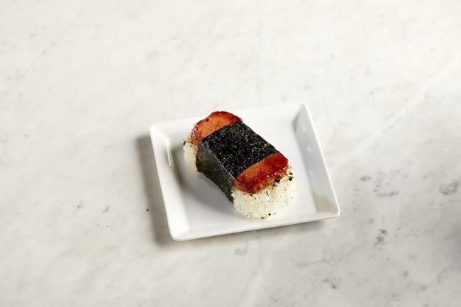 Omni Musubi · Made with 100% plant-based Omni Pork Luncheon glazed with sweet shoyu sauce on top of white rice wrapped in Nori seaweed