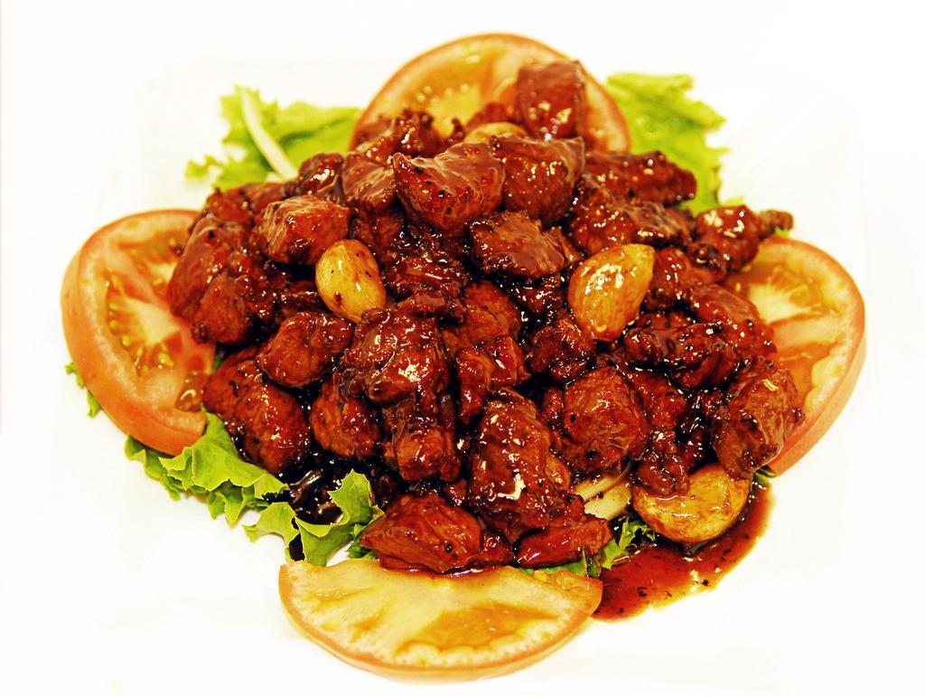 470.金蒜黑椒牛柳  Beef Filet with Garlic and Black Pepper · 