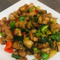 A35. Chicken with Sour Mustard and Green Pepper · Spicy.